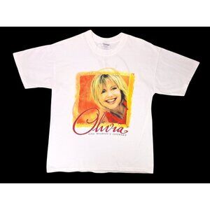 Vintage Olivia Newton-John One Woman's Journey T-Shirt White Size Large New ON-J